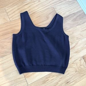 St John Basics knit navy blue shell tank